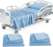 Hospital Bed Sheets Set, 6 Pieces, 2 Fitted Sheets 36" 80" 9", Blue
