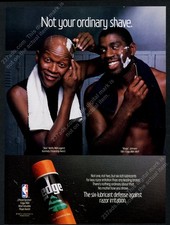 1988 Slick Watts Magic Johnson photo Edge shaving gel vintage print ad