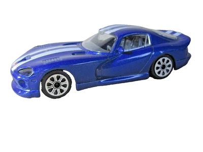 30E Bburago Dodge Viper GTS 1:43 Coupé Bleu Bandes Blanches Miniature Métal 1992 - Photo 1/4