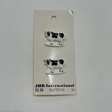 (2) VINTAGE JHB 7/8" BLACK WHITE COW PLASTIC SHANK BUTTONS