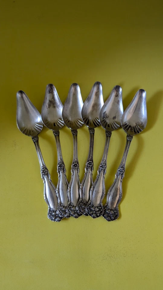 Лот из 5 антикварных посеребренных ложек грейпфрута с цветком апельсина WM Rogers & Son AA - Изображение 4 из 4