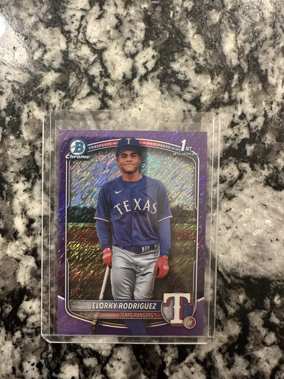 ELORKY RODRIGUEZ 2025 BOWMAN CHROME 1ST PURPLE SHIMMER REFRACTOR J /250 - BBT3