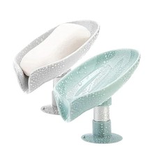 2 Self-Draining Suction Cup Soap Dishes for Bathroom and Kitchen. Soap Drainer