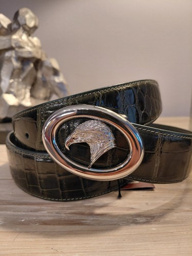 AUTHENTIC Stefano Ricci  GREEN Crocodile Belt, Size: EU 90 (US 34-36)