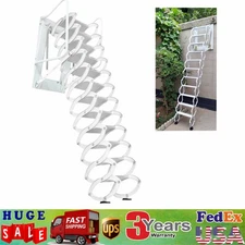 882 LBS White Wall Mounted Folding Loft Ladder Stairs Attic Ladder Loft Stairs