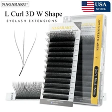 NAGARAKU 3D W Shape L LU Curls Premium Soft Light Natural Lashes Hand Woven Lash