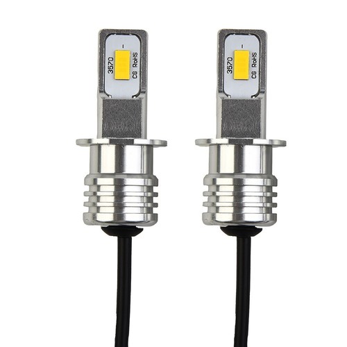 2Pcs H3 Super Bright Yellow 2SMD LED Headlight Fog Light Bulbs 80W 12V-24V 3000K - Picture 6 of 12