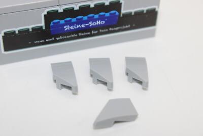 Lego (c) 4x Dachstein gebogen Flügel rechts - 1x2 hellgrau - 29119 - tile