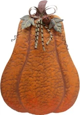 Metal Fall Pumpkin Decor, Indoor Outdoor Standing Flat Pumpkin Decoration Autumn