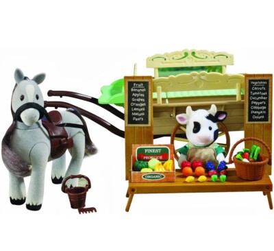 Sylvanian families FARM HORSE CART Buttercup Cow Dapple Horse Calico  Critters UK