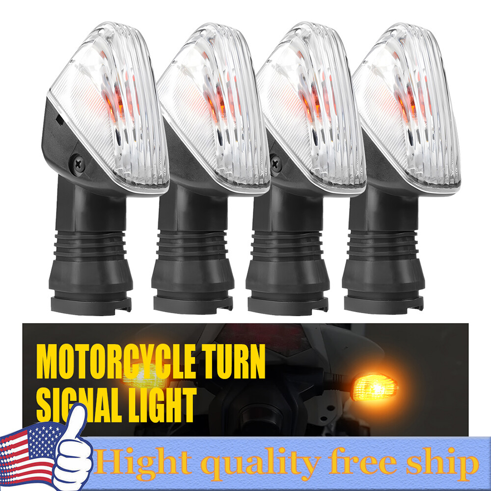 4x Front+Rear Clear Turn Signal Indicator Lamp For Kawasaki KLR