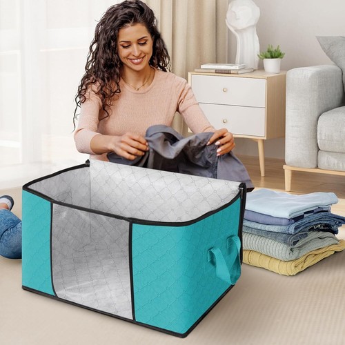 Foldable Thick Fabric Storage Bags, 6 Pack for Closet, Bedroom, Comforter - Picture 3 of 7