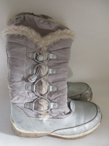 girls silver SNOW BOOTS winter gray 