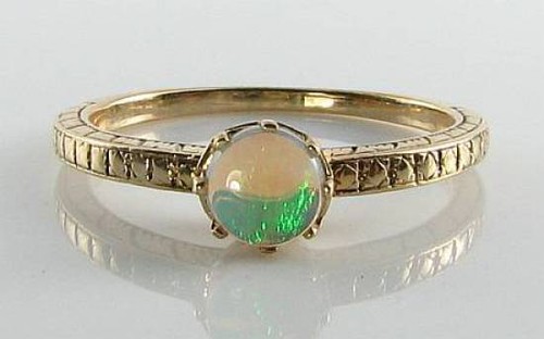 9K GOLD 9CT GOLD FIERY OPAL SOLITAIRE ART DECO INS RING FREE RESIZE - Picture 6 of 6