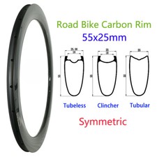 700c Gravel Road Bike Carbon Fiber Rims 55mm Deep 25mm Wide Disc Brake 24 28 32h