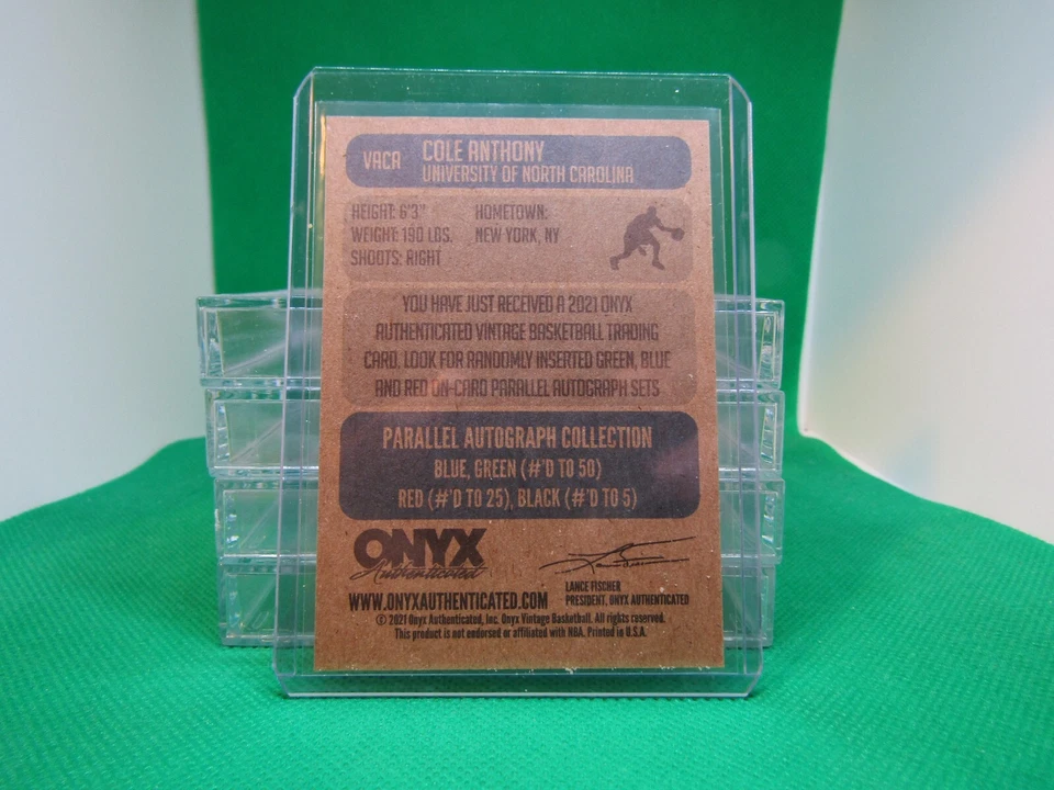 2021-22 Onyx Vintage Basketball Cole Anthony Blue Auto #VACA 2022 (B15) - Image 2 of 2