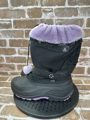 Kamik Iceberry Pac Waterpoof Winter Snow Boots Black Purple Girls Youth Size 6