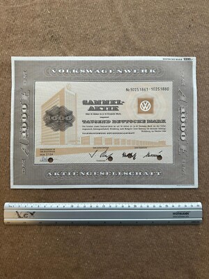 ORIGINAL 1000 DM VOLKSWAGEN SHARE VW ACCESSORY WOLFSBURG VOLKSWAGEN-WERK 1966