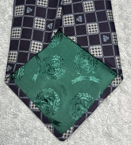 Tommy Hilfiger Men’s Tie Blue Multicolor Geometric Squares Silk Wide 4” in - Picture 15 of 17