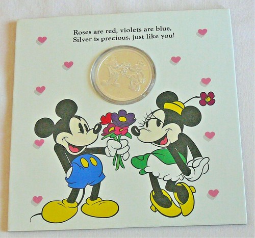 YOURS FOREVER Mickey and Minnie Mouse RARITIES MINT 1 ounce 999 Silver Coin 1988 - Picture 7 of 7
