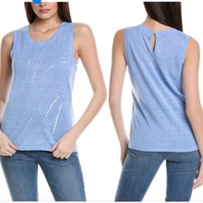 Tommy Bahama Blue Tidal Pool Knit Tank Top Sequin Small  Linen