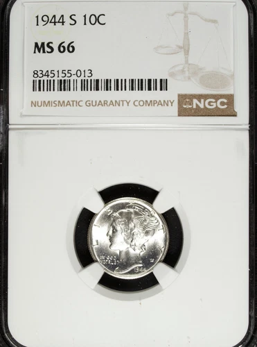 1944 S NGC MS 66 Mercury Silver Dime ☆☆ Great For Sets ☆☆ 013