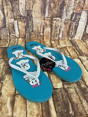 Chatties Sole Searching NWT Size XL 11 Flip-Flops Thong  Oh Snap  Ghost Emoji