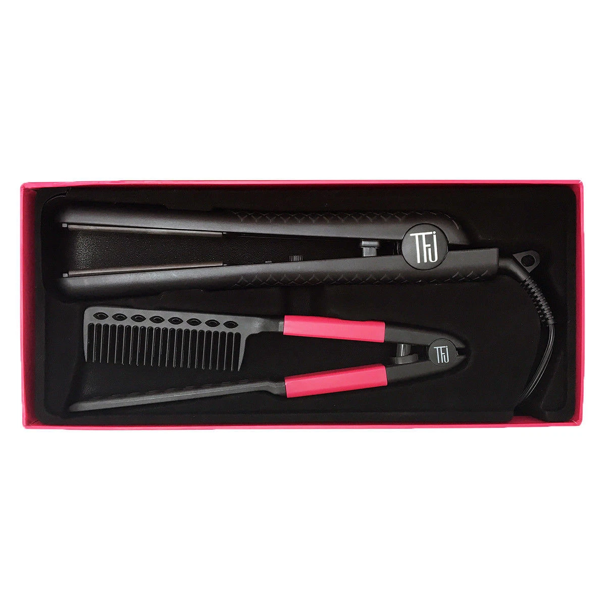 New Women Flat Iron Professional Ceramic Black Pink Hair Curler