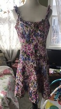 Nine West Summer Abstract Floral Dress Sz 14 Cotton 