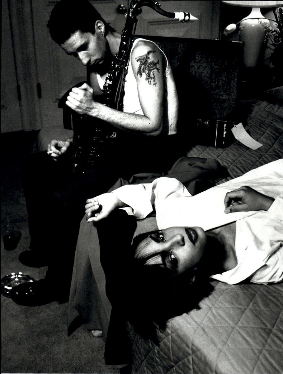 1987 Helmut Newton Singer Sade & Saxophonist Portrait Art Photo