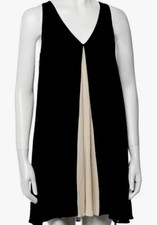 NWT $396 Alice + Olivia Black Rola Godet Silk Leather Dress, Women’s Size Medium