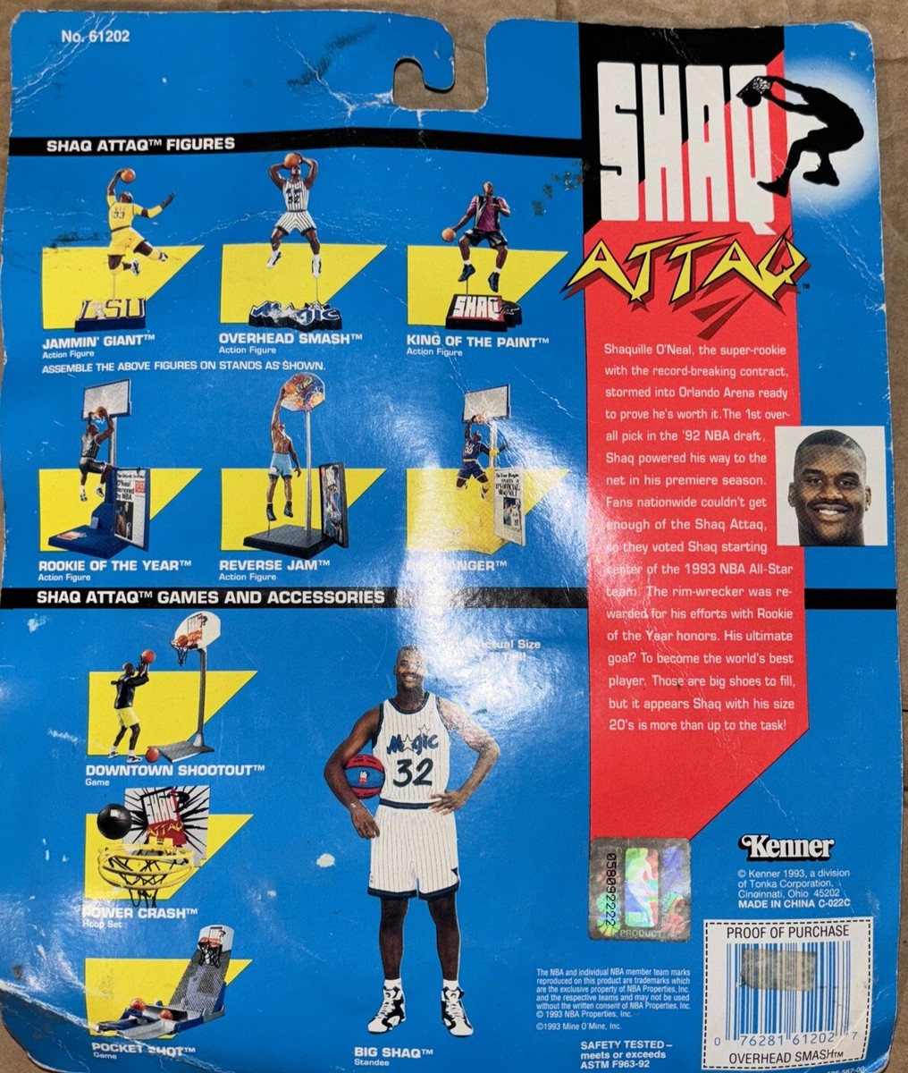 New VTG 1993 Shaq Attaq Overhead Smash Action Figure NBA 6