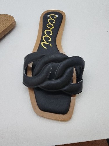 Cocci Ladies Halle Black Braided Flat Slide Sandal Size 8.5 New - Picture 4 of 4