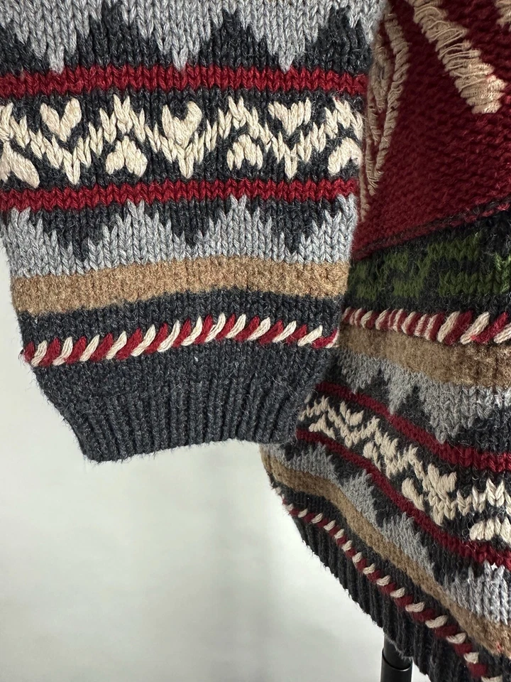 Suéter Vintage Años 90 Rayas Para Mujer M Suroeste Geométrico Tono Tierra Cuello Simulado Foto 4 de 4
