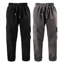 Men's Fleece Drawstring Elastic Waist Athletic Cargo Heavyweight Sweat Pants