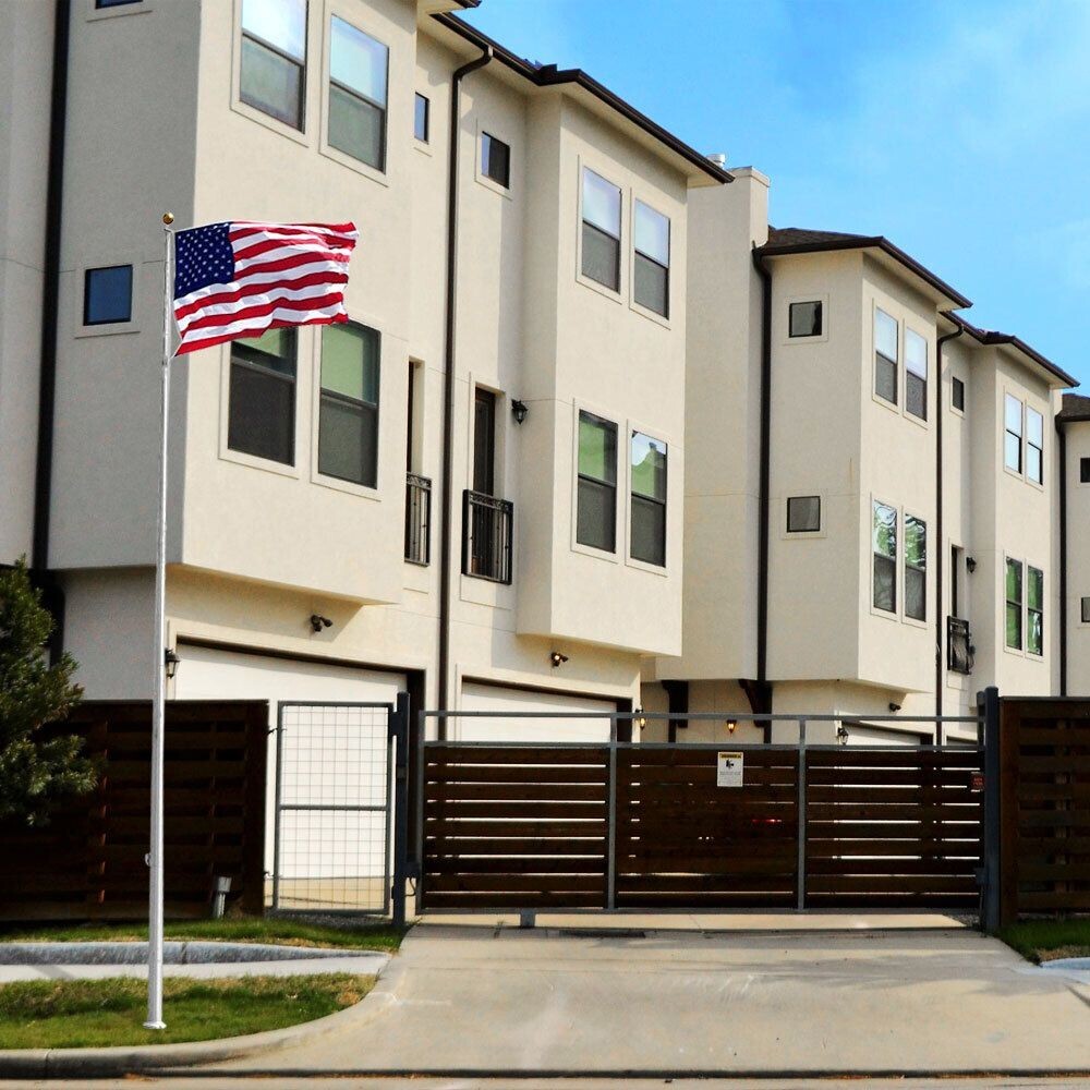 16ft Heavy Duty Aluminum Permanent In-Ground Residential Ball Top Flag Pole