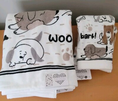 Brand New Kassafina Home Collection Set of Dog Puppy Hand Bath Towels Towel