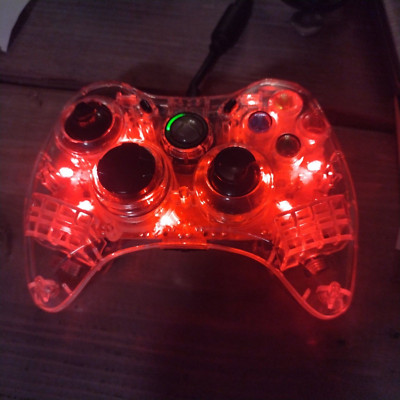 Xbox 360 Afterglow Controller - Model PL-3602 wired Clear Red Glow *READ*