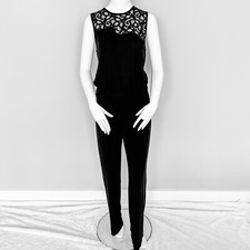 $298 Trina Turk Kimberlina Jumpsuit Wide Leg Pants Black Lace Inset Sleeveless