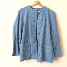 Nwt Qvc Boyne Valley Weavers Womens Knit Blue Button Front Cardigan Jacket Small