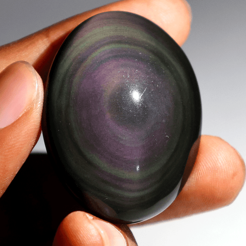 16.7g Natural Rainbow Obsidian Hi-Grade Collectible Oval Crystal Palmstone~ 41mm - Picture 10 of 12