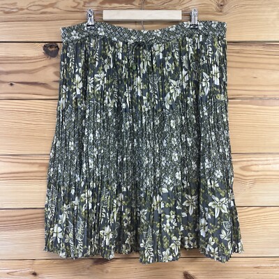 Vtg White Stag Skirt 1X Broom Knee Boho Cotton Pleated Hawaiian Elastic B112