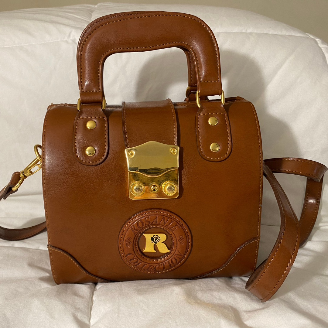 Rosanie Vegan Leather Medium Purse with Lock in Brown  