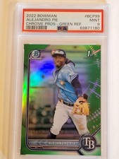 Alejandro Pie 2022 Bowman Chrome Green Refractor Rays 1st 19/99 PSA 9 MINT