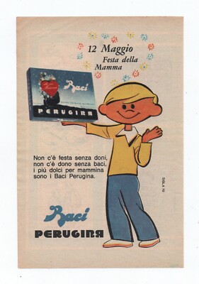 ADVERTISING ADVERTISING WERBUNG ITALIAN CLIPPING 1963 PERUGINA KISSES MOTHER'S PARTY