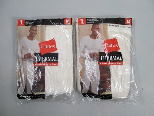 Vtg 2003 Hanes Thermal Ankle Length Pants Mens M 34-36 New NOS Lot of 2