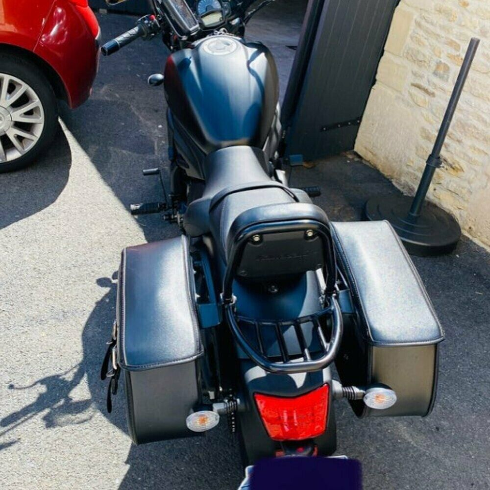 Black Motorcycle Side Saddle Bags For Harley Davidson Fatboy Heritage