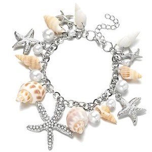 Authentic Seashell Charm Bracelet for Women by Ginger Lyne Gold Plated Pearls Starfish ...