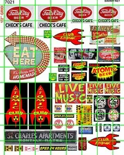 7021 DAVE'S DECALS CLUB ATOMIC CHECK CAFE BUILDING SIGN LIVE MUSIC BEER EAT HERE