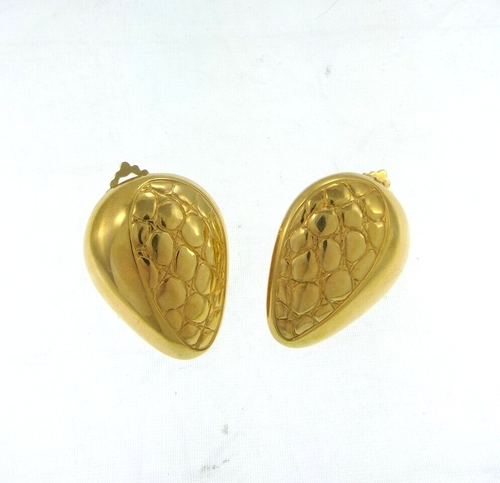 1.25" Lanvin Germany Vintage Goldtone Clip On Earrings - Picture 2 of 7